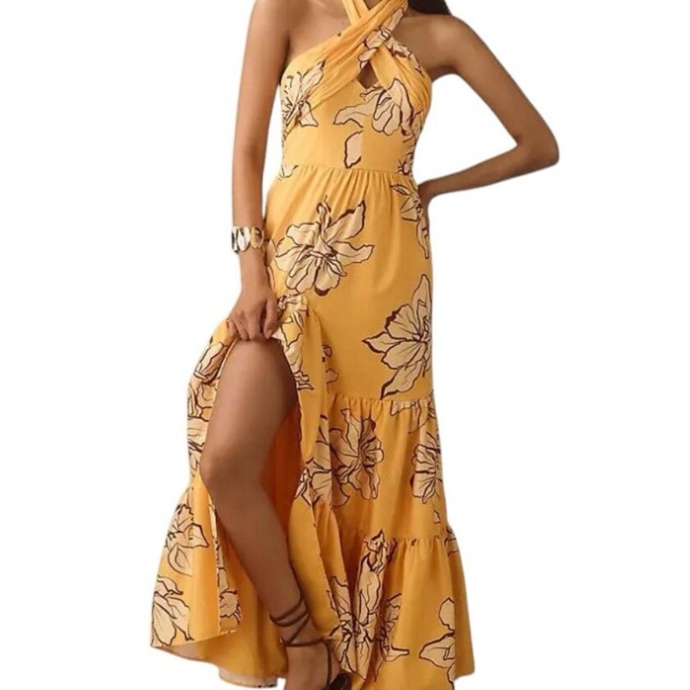 Anthropologie Hutch Floral Halter Maxi Dress